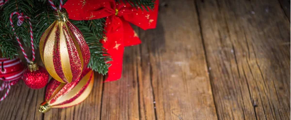 Natale Sfondo Vacanza Albero Natale Decorato Con Palla Tradizionale Giocattoli — Foto Stock