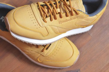 Kiev, Ukrayna - 30 Mayıs 2018: Reebok spor ayakkabı spor ayakkabı, üstte fotoğraf bulunmaktadır