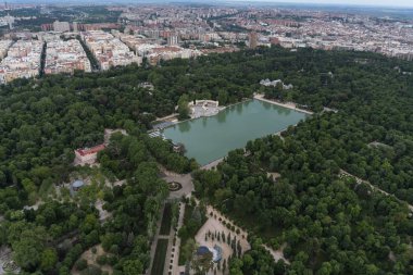 Hava görünümünü Retiro Park Madrid, İspanya