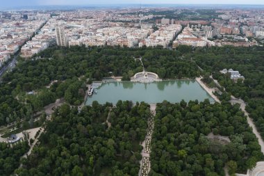 Hava görünümünü Retiro Park Madrid, İspanya