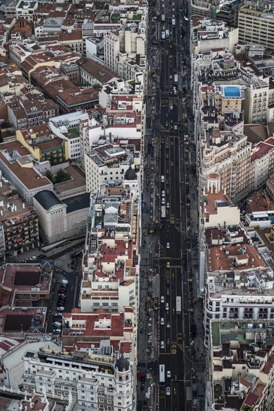 Vista Dos Arranha Céus Madrid Espanha Pôr Sol Chuva — Fotografia de Stock