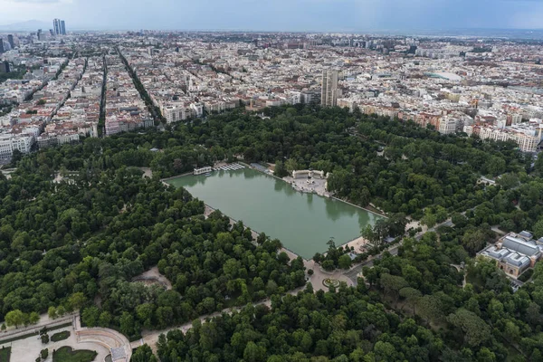 Air Widok Parku Retiro Madrycie Hiszpania — Zdjęcie stockowe