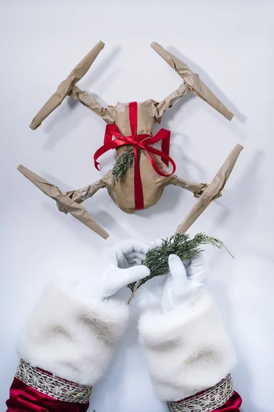 Babbo Natale Imballaggio Regalo Natale Drone — Foto Stock