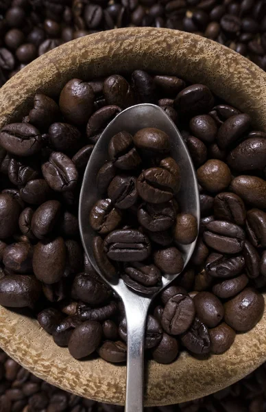Coffee Beans Teaspoon — Stock Photo, Image