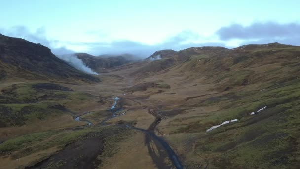 Вигляд Вулканічних Ландшафту Країні Ісландія — стокове відео