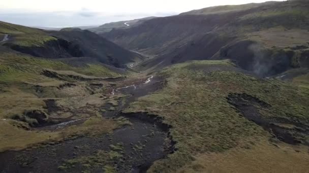 Vista Del Paisaje Volcánico Islandia — Vídeos de Stock