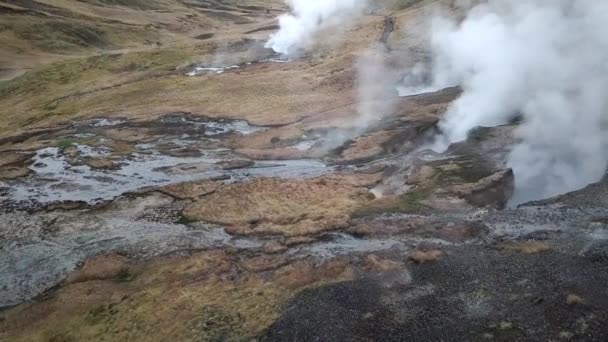 Pohled Vulkanické Krajiny Zemi Islandu — Stock video