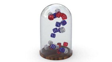 Ludo zarları camdan bir kutuya düşüyor.