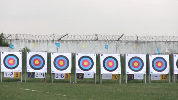 Shooting arrow in the target — Stock Video