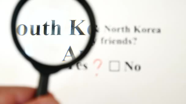 Concepto de guerra o amistad entre Corea del Sur y Corea del Norte — Vídeo de stock