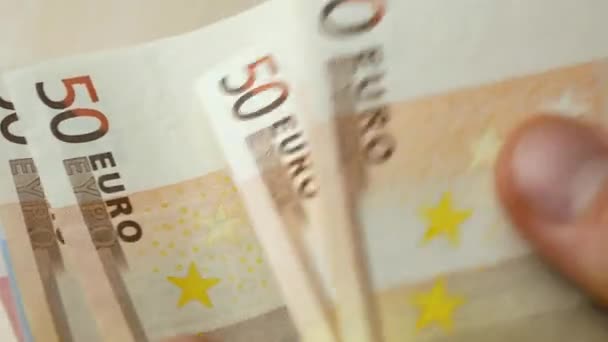 Hand hertelling euro rekeningen — Stockvideo