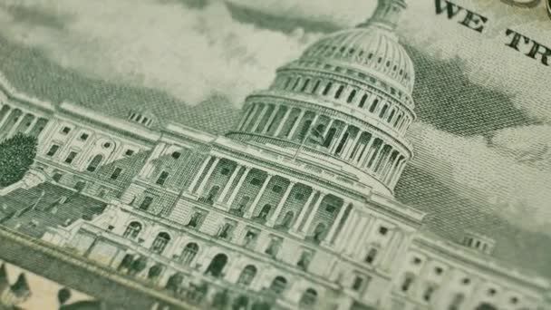 50 ドルと米国の国会議事堂の建物 — ストック動画