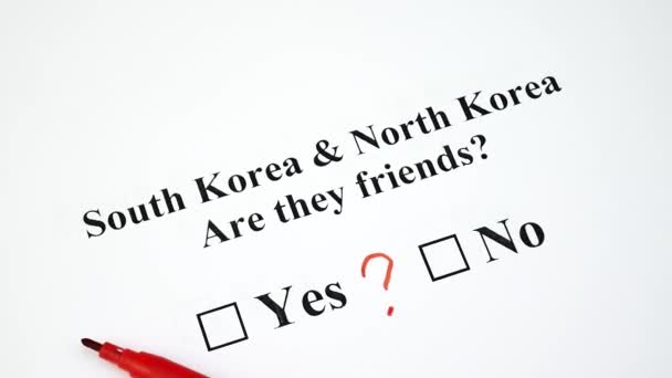 Концепция войны или дружбы между Южной Кореей и Северной Кореей — стоковое видео