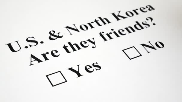Concept van Conflict of vriendschap tussen Noord en Zuid-Korea — Stockvideo