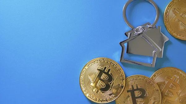 Anahtar zinciri şeklinde Bitcoin ve ev modeli