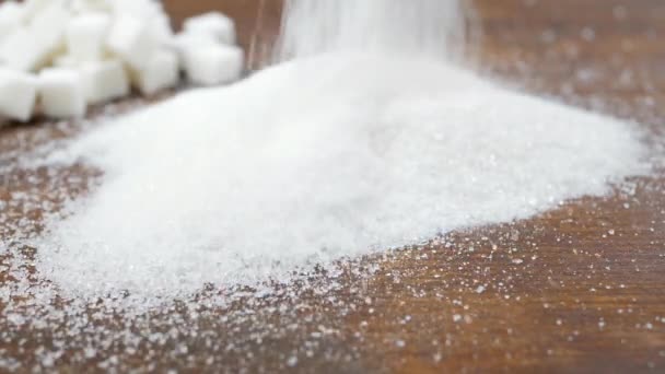 Açúcar branco granulado e açúcar refinado — Vídeo de Stock