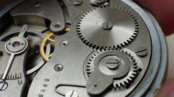 Clockwork gamla mekanisk klocka — Stockvideo
