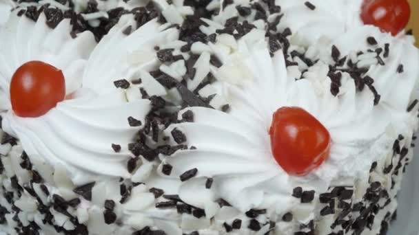 Μοντέρνα εύκολη τούρτα γενεθλίων με σοκολατένια τρούφα — Αρχείο Βίντεο