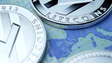 Euro Bills Gümüş Litecoin Sikke