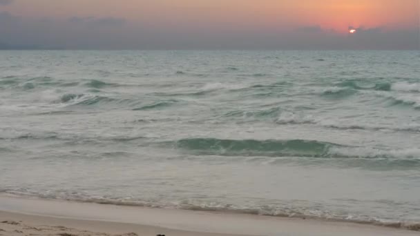 Velké vlny a mořská pěna na epickém pozadí západu slunce — Stock video