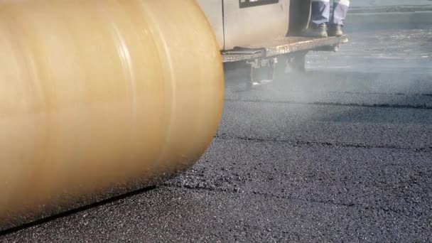 Asphalt Finisher Lay Hot New Road — Vídeo de stock