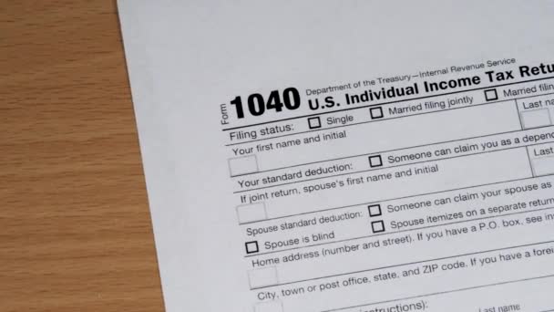 Formulario de declaración de impuestos Ingresos individuales — Vídeo de stock