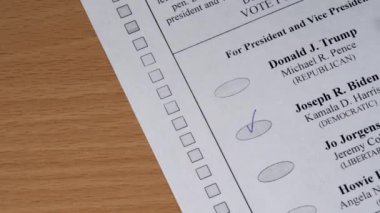 Demokrat Parti adayı Joe Biden 'ın oy kullanma merkezindeki işaretini işaretle
