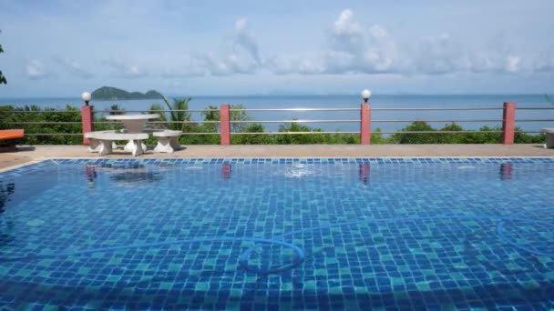 Swimming pool on sea background — Stock Video