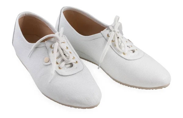 Пара Жіночого Спортивного Взуття Ізольовані Білому Тлі Крупним Планом — стокове фото