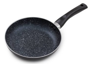 Beyaz bir arka plan üzerinde izole yapışmaz kaplama, siyah kızartma tavası