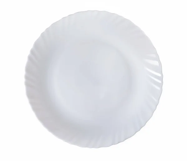 Empty white plate isolated on a white background. Close up, top — Stock Photo, Image