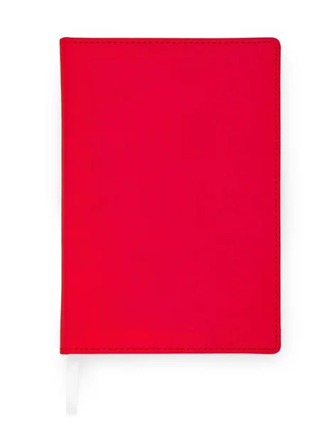 Libro rojo cerrado, cuaderno, diario aislado sobre fondo blanco — Foto de Stock