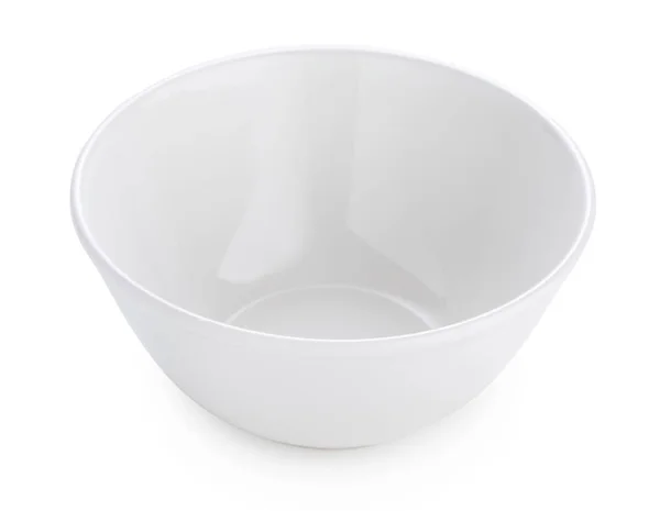 Petit bol en céramique blanche, plat en porcelaine isolé sur fond blanc — Photo