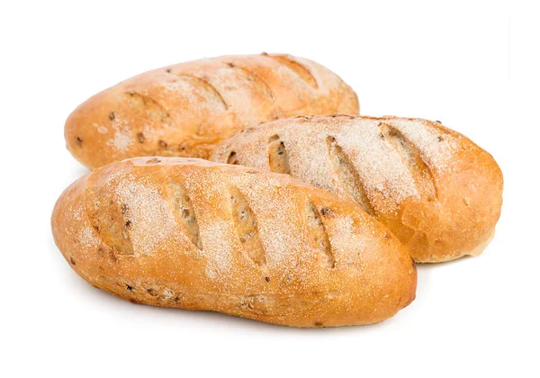 Ensemble de trois pains, pain isolé sur fond blanc, proche u — Photo