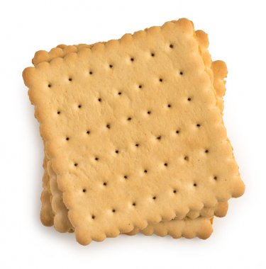 Lezzetli kare bisküvi yığını, kurabiye beyaz bir sırt izole