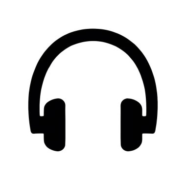 Headphone Flat Icon|Minimalist Black and White Vector Illustration for Web, Mobile,App, and UI Design