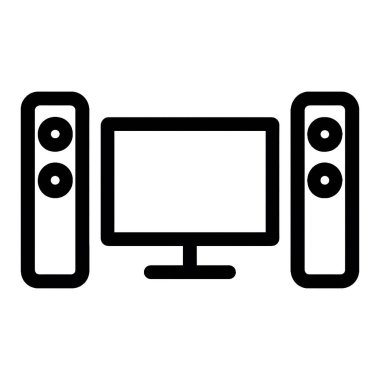 computer and remote control line icon.