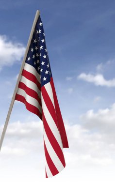 Flag of the United States on a sky background, 3d render