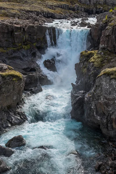 Wasserfall Fossa Fluss Berufjordur Osten Islands — Stockfoto
