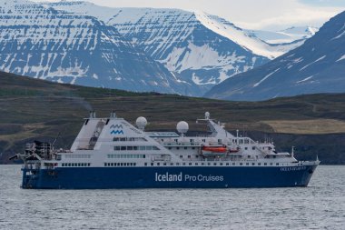 Hrisey İzlanda - 1 Haziran. 2018: gemisi okyanus elmas İzlanda Pro dan cruises