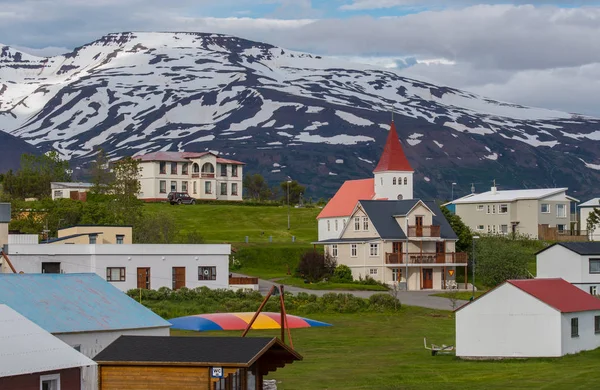 Dorp Hrisey Ijsland Een Bewolkte Zomerdag — Stockfoto