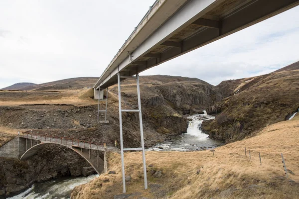 Brücke Über Den Fluss Gilsa Jokuldalur Tal Nordosten Islands — Stockfoto