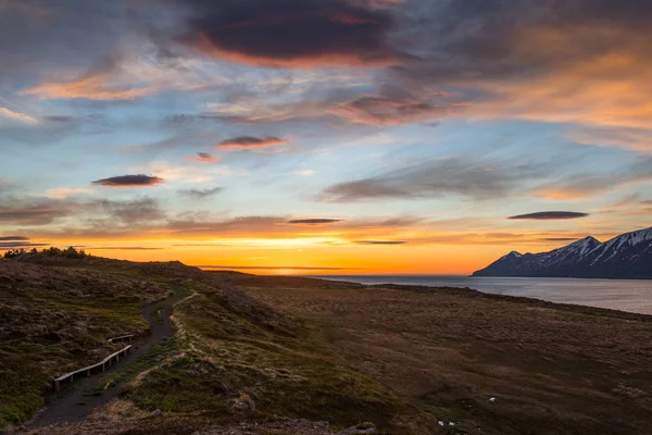 Serata Tramonto Sull Isola Hrisey Islanda — Foto Stock