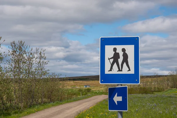 Teken Voor Een Wandelpad Eiland Van Hrisey Ijsland — Stockfoto