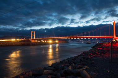 Jokulsarlon buzul buz lagün south Iceland'deki / daki Geçiş Köprüsü