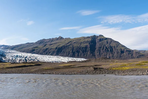 Fluss Holmsa Gletscher Flaajokull Und Berg Und Flafjall Berg Einem — Stockfoto