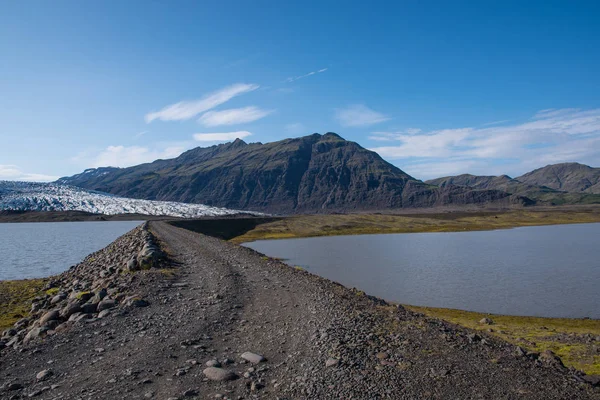 Hochwasserschutzwall Gletscherfluss Holmsa Südisland — Stockfoto