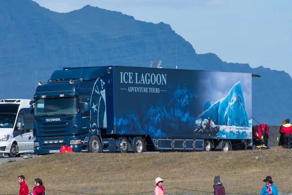 Jokulsarlon Island Srpna 2018 Nákladní Automobil Ledovcové Laguny Okružní Společnosti — Stock fotografie