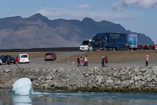 Jokulsarlon Island Srpna 2018 Nákladní Automobil Ledovcové Laguny Okružní Společnosti — Stock fotografie