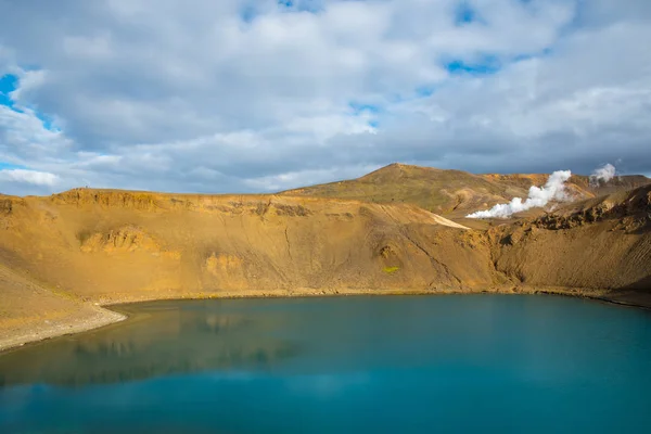 Cratère Viti Avec Lac Dans Volcan Krafla Islande Nord — Photo